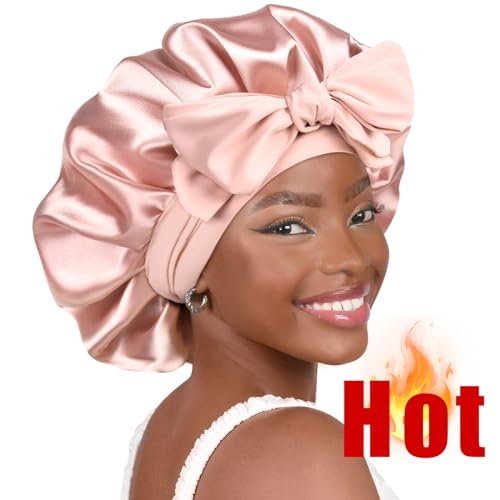 YANIBEST Satin Bonnet Silk Bonnet for Sleeping Double Layer Satin Lined Hair Bonnet with Tie Band for Women Curly Hair