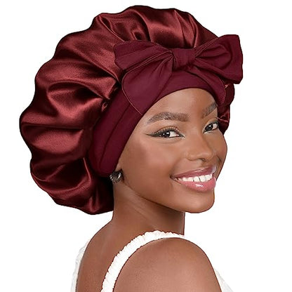 YANIBEST Satin Bonnet Silk Bonnet for Sleeping Double Layer Satin Lined Hair Bonnet with Tie Band for Women Curly Hair