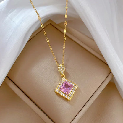 Exquisite Geometry Square Necklace Earrings Bracelet Jewelry Set Charm Ladies Jewelry Fashion Bridal Accessory Set Romantic Gift