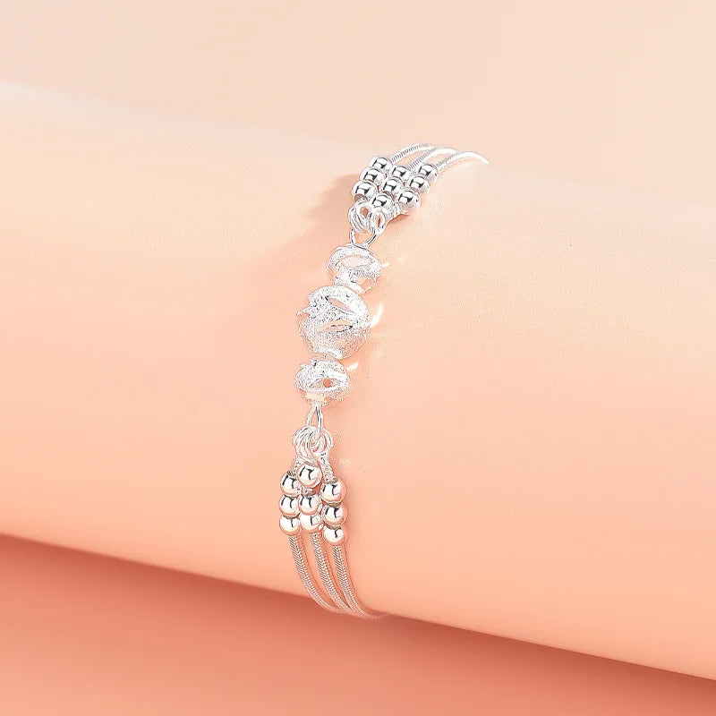 Luxury 925 Sterling Silver Bracelet for Woman Vintage Original Lucky Beads Ball Adjustable Bracelets Designer Jewelery Gifts