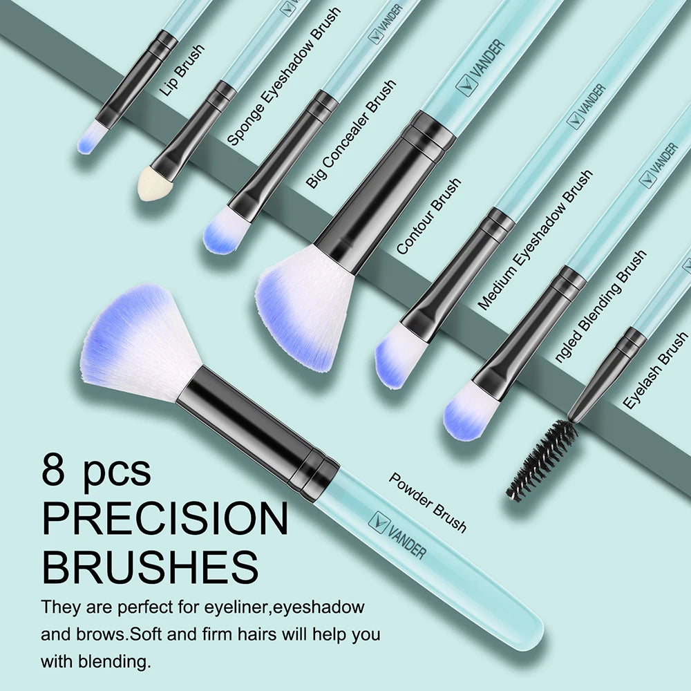 8Pcs Portable Makeup Brush Eyeshadow Foundation Blending Makeup Soft Fluffy Cosmetics Concealer Makeup Brushes Beauty Tools Bag