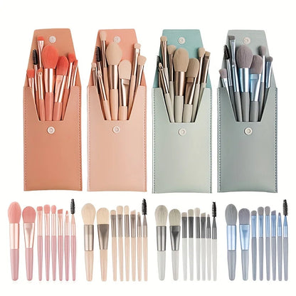 8Pcs Portable Makeup Brush Eyeshadow Foundation Blending Makeup Soft Fluffy Cosmetics Concealer Makeup Brushes Beauty Tools Bag